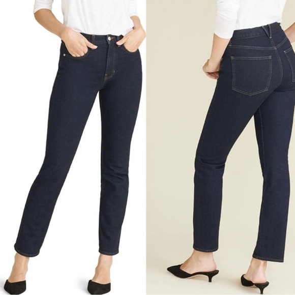 Veronica Beard Ryleigh slim straight high waist dark wash jeans ankle size 4 - Picture 1 of 13